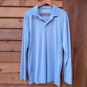 Cutter & Buck Men's XL Blue Long Sleeve Collar Cotton Polo Shirt.